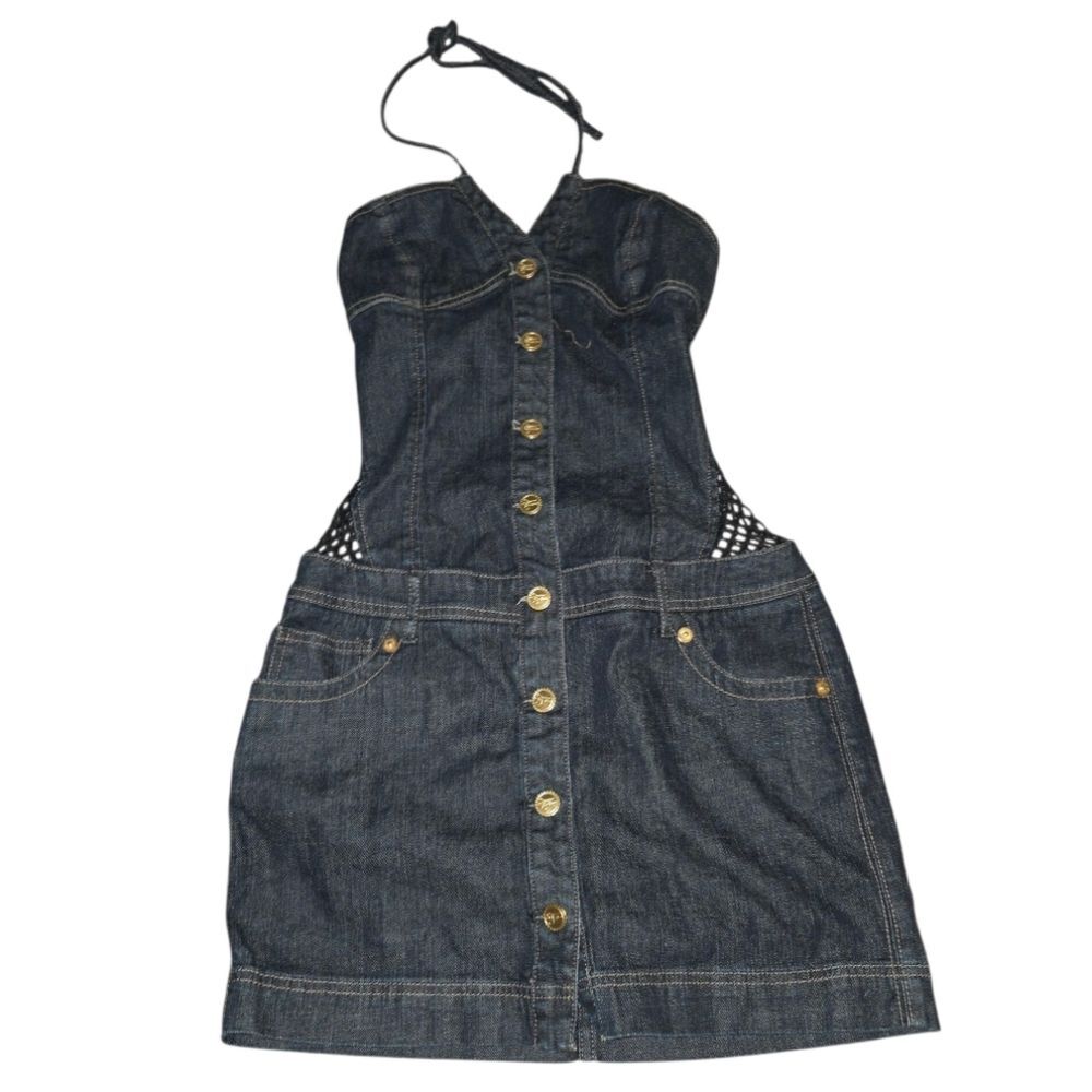 Sean John Y2k Mesh Back Mini Jean Dress - Picture 2 of 12